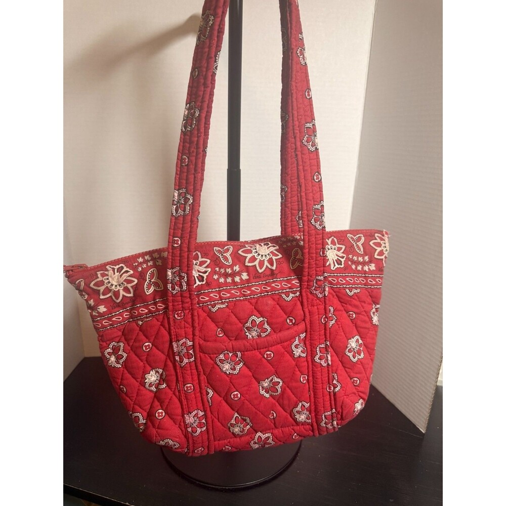 Vintage Vera Bradley Tote Bag Red Bandana Mesa Red Quilted 2001 13x9